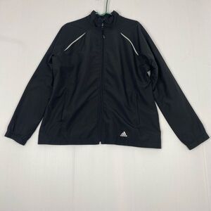 Vintage Adidas Jacket Women's XL Full Zip Mesh Lining Vented Striped Windbreaker